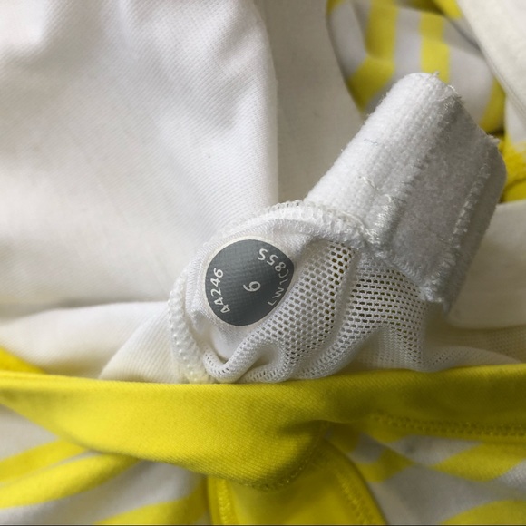 Lululemon yellow white stripe halter tank top Sz 6 - Picture 7 of 7
